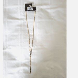5/$15 SALE! NWT Gold Tone Y- Chain Necklace Hematite Beads Rhinestone NEW Target